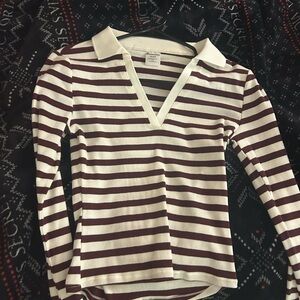 No Boundaries Brown and White Striped Button Down Shirt